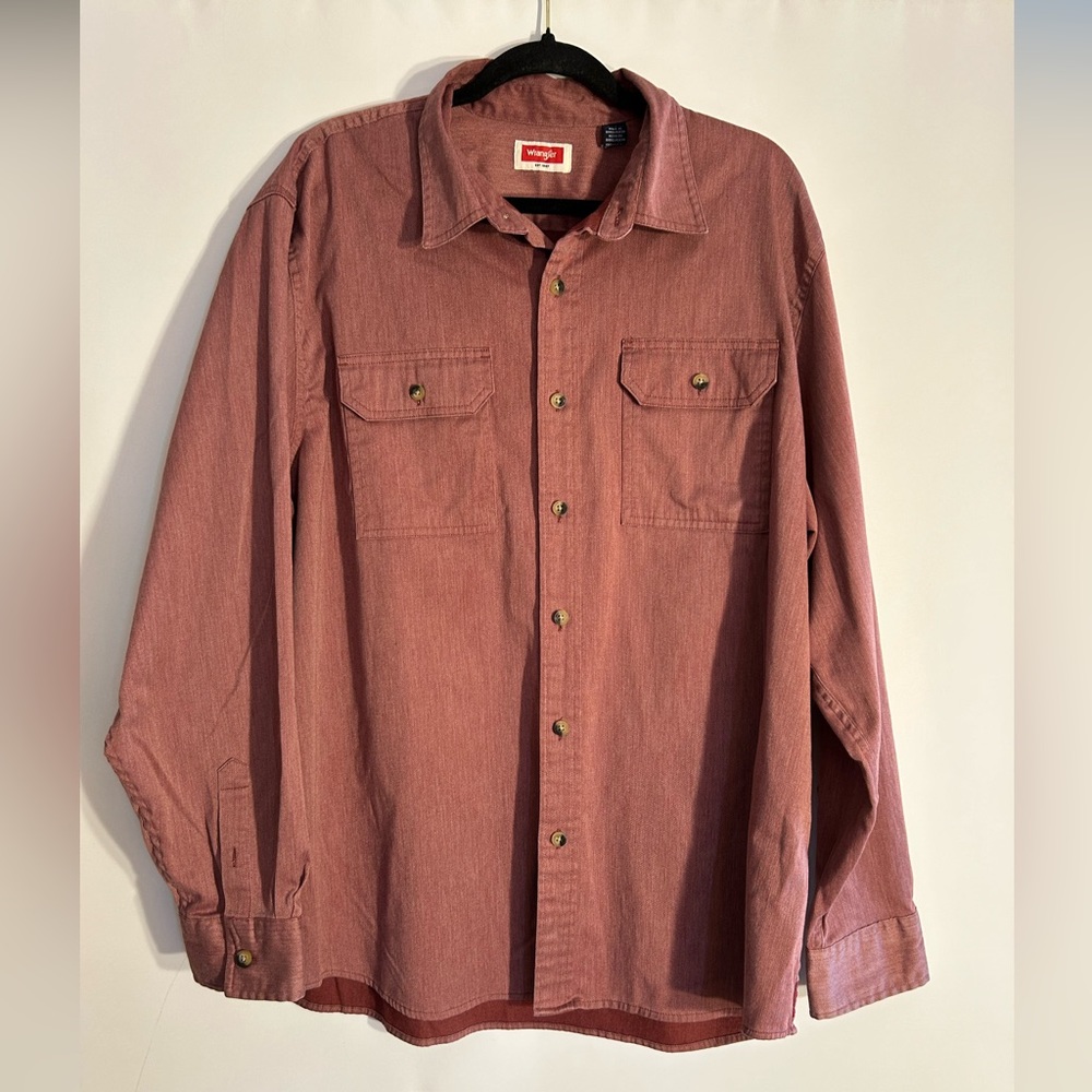 WRANGLER TWO FRONT POCKETS BUTTON UP LONG SLEEVES COTTON BLEND MENS SHIRT XL